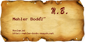 Mehler Bodó névjegykártya
